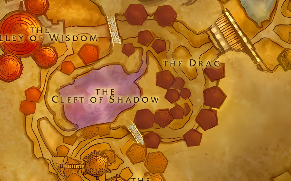 The entrance to Ragefire Chasm on the map of Orgrimmar