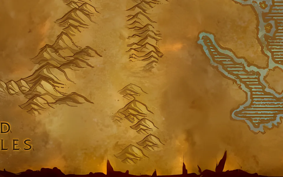 The entrance to Razorfen Downs on the map of The Barrens