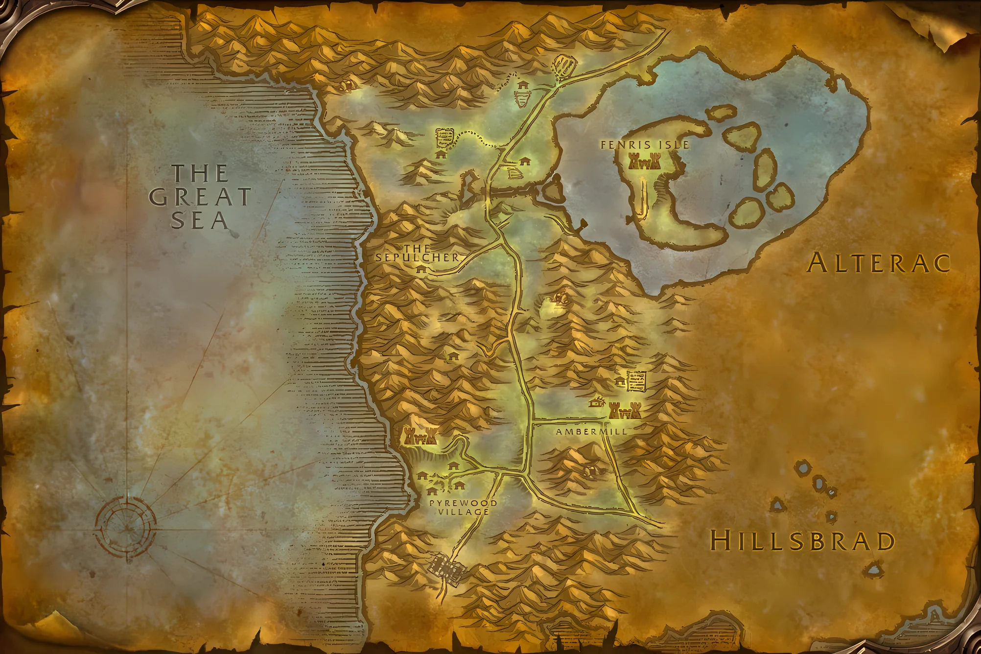 The game's map of Silverpine Forest, with where Return to Quinn is taken, worked and handed in