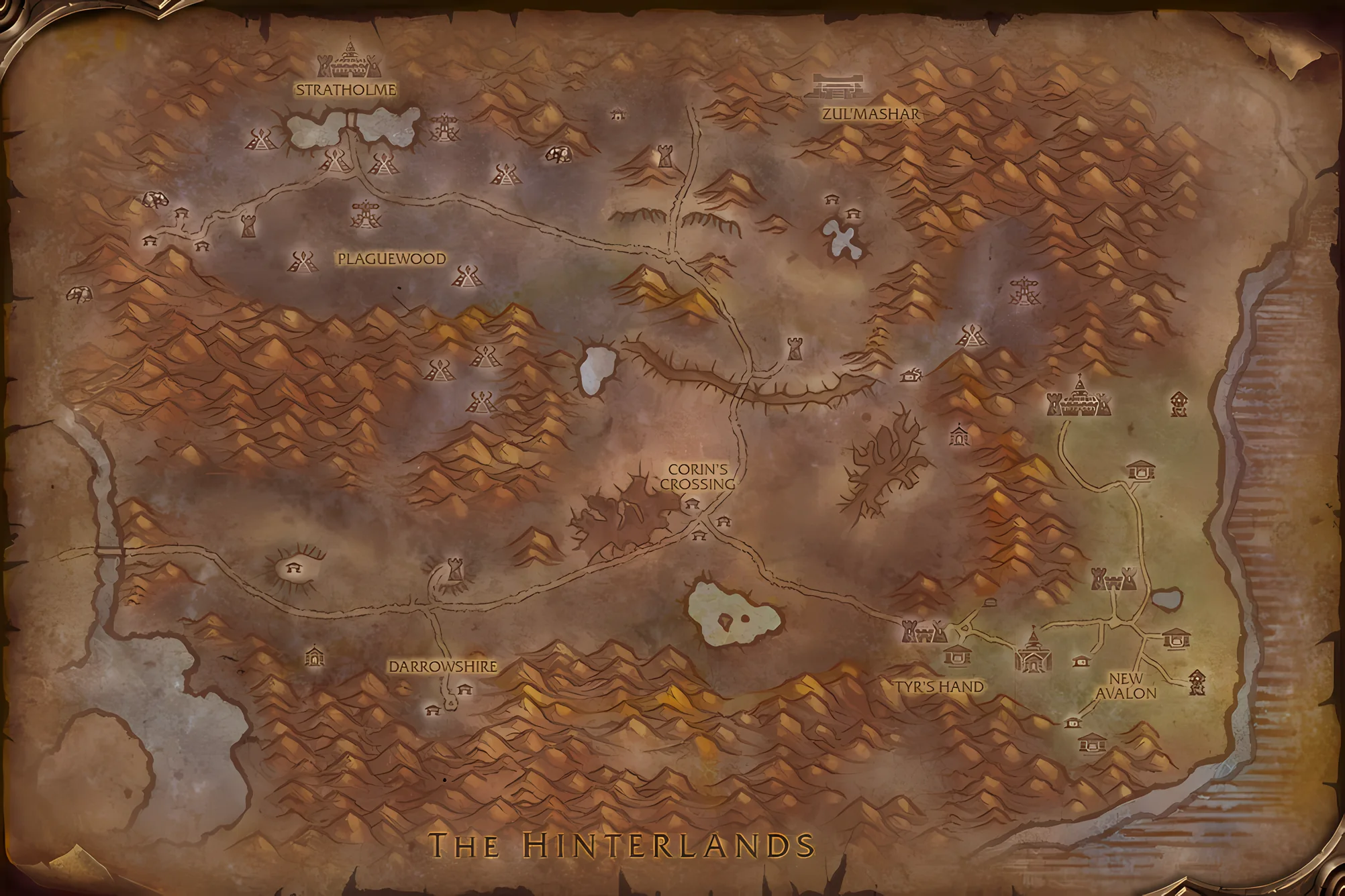 La carte du jeu de Maleterres de l'est (Eastern Plaguelands)