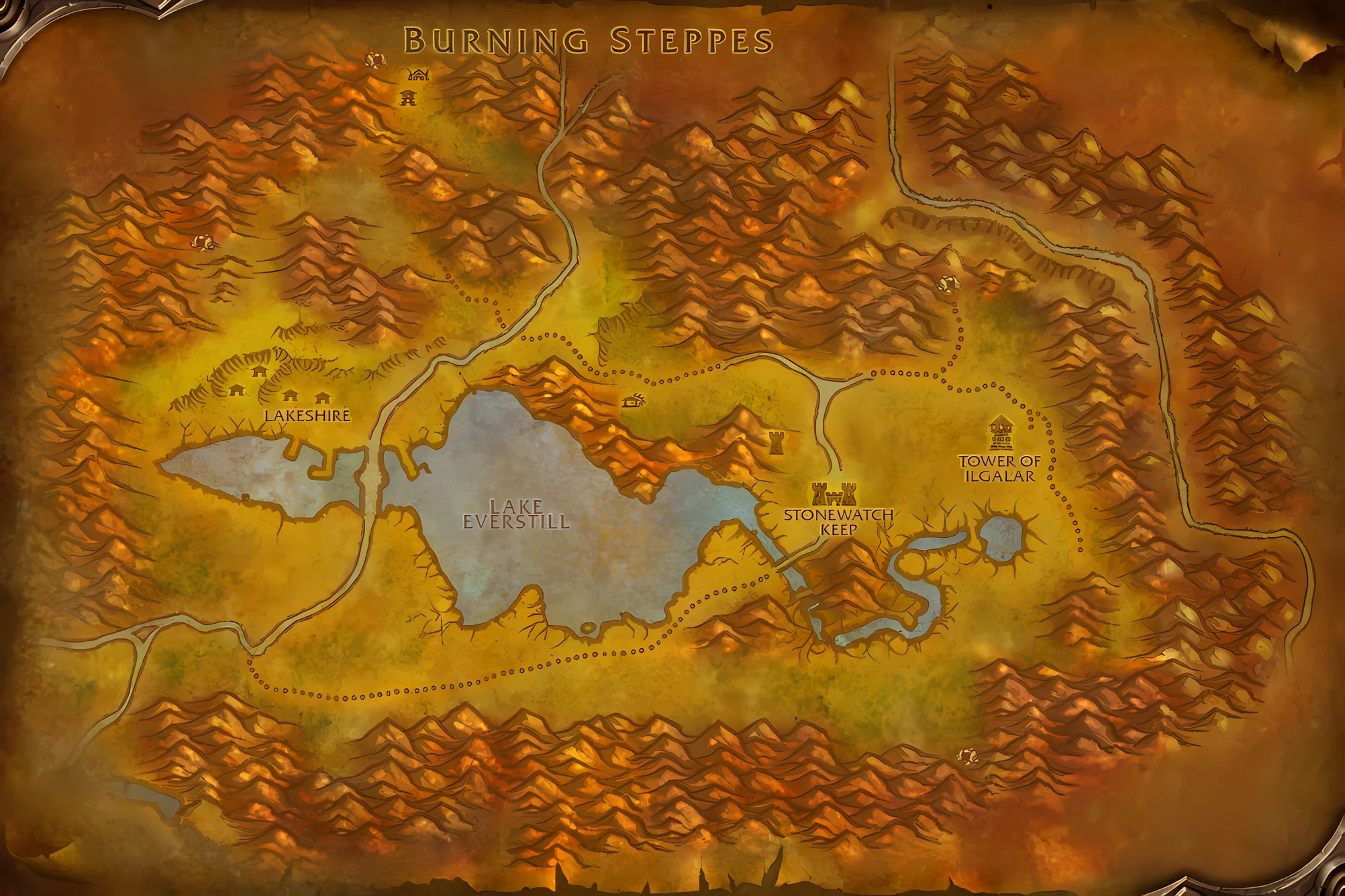 The game's map of Redridge Mountains, with where Blackrock Bounty is taken, worked and handed in
