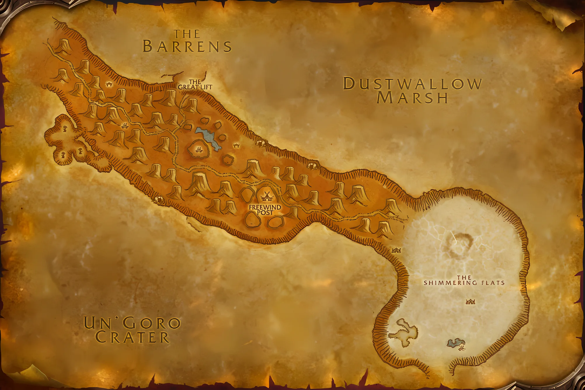 The game's map of Thousand Needles, with where Hypercapacitor Gizmo is taken, worked and handed in