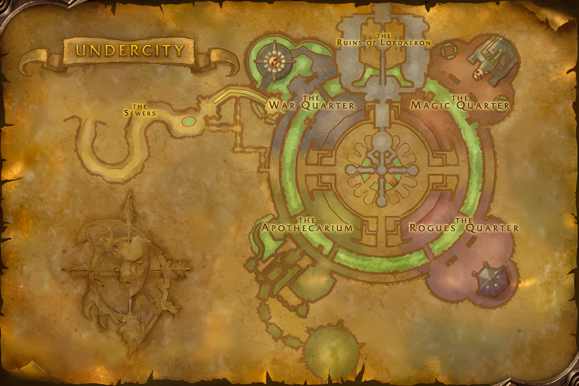 The game's map of Undercity, with where Raleigh and the Undercity is taken, worked and handed in